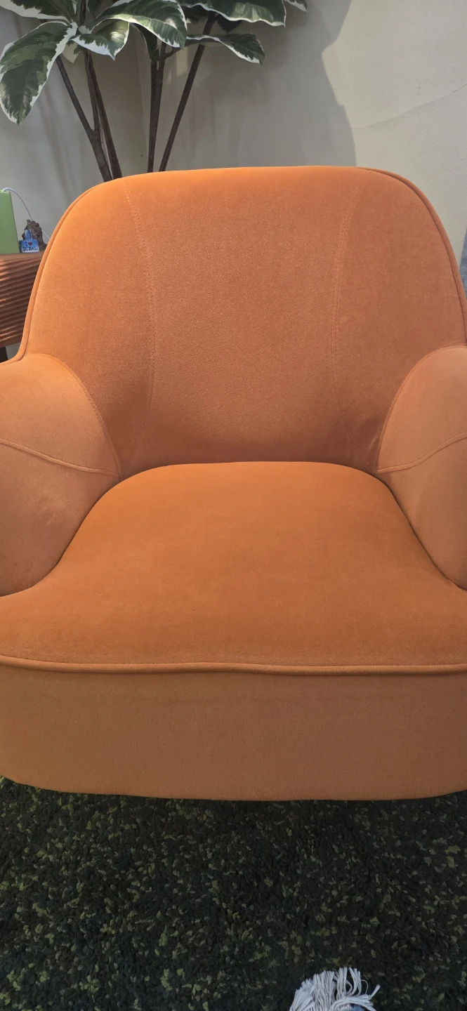 Two Orange Velvet Accent Chairs - photo 3