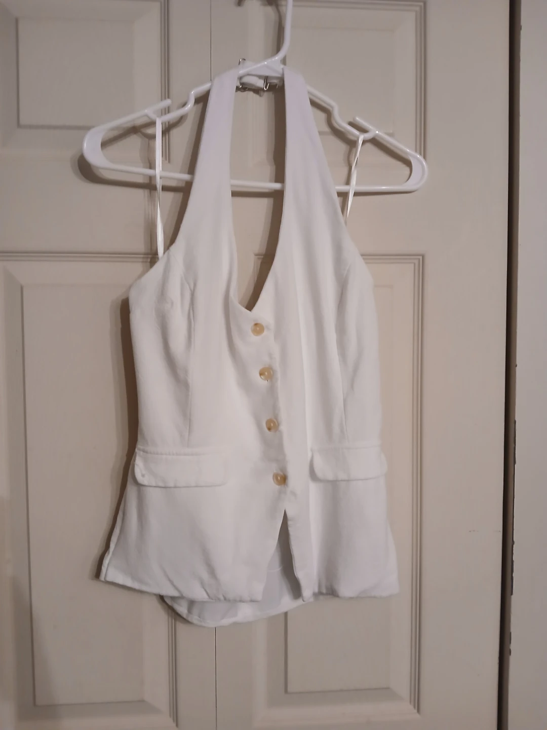 MONTEAU LOS ANGELES white halter button vest size M - photo 2