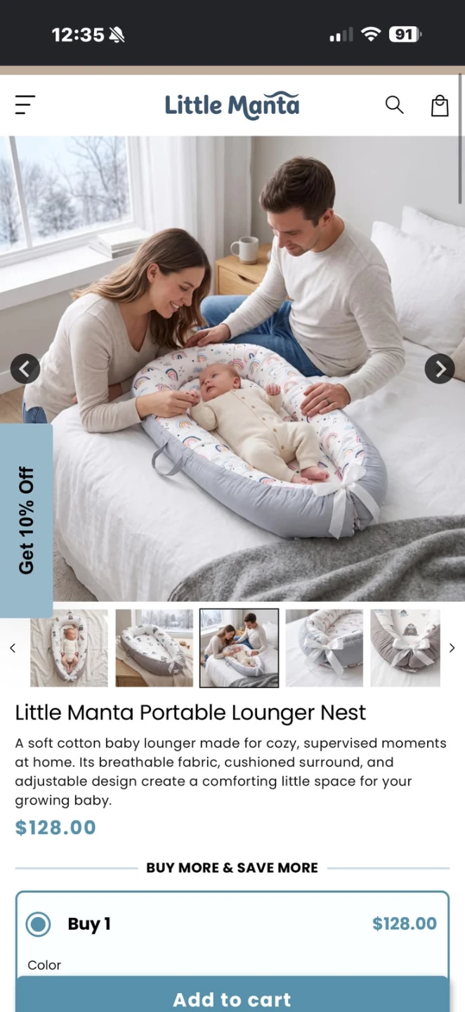 Little Manta Portable Baby Lounger Nest - photo 3
