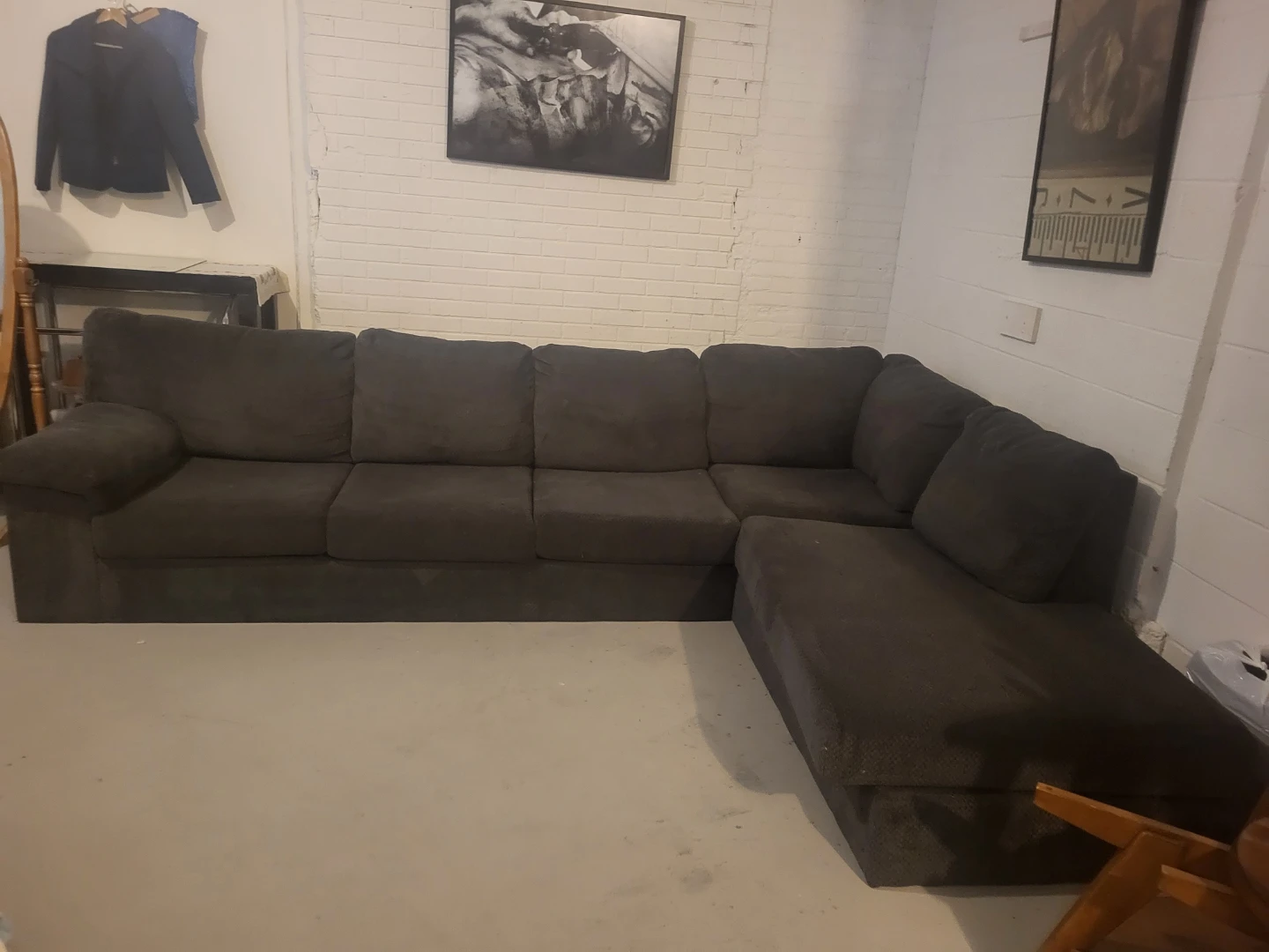 Super Comfy, Dark Blue/Grey Fabric,Sectional Sofa - 8ft x 6ft