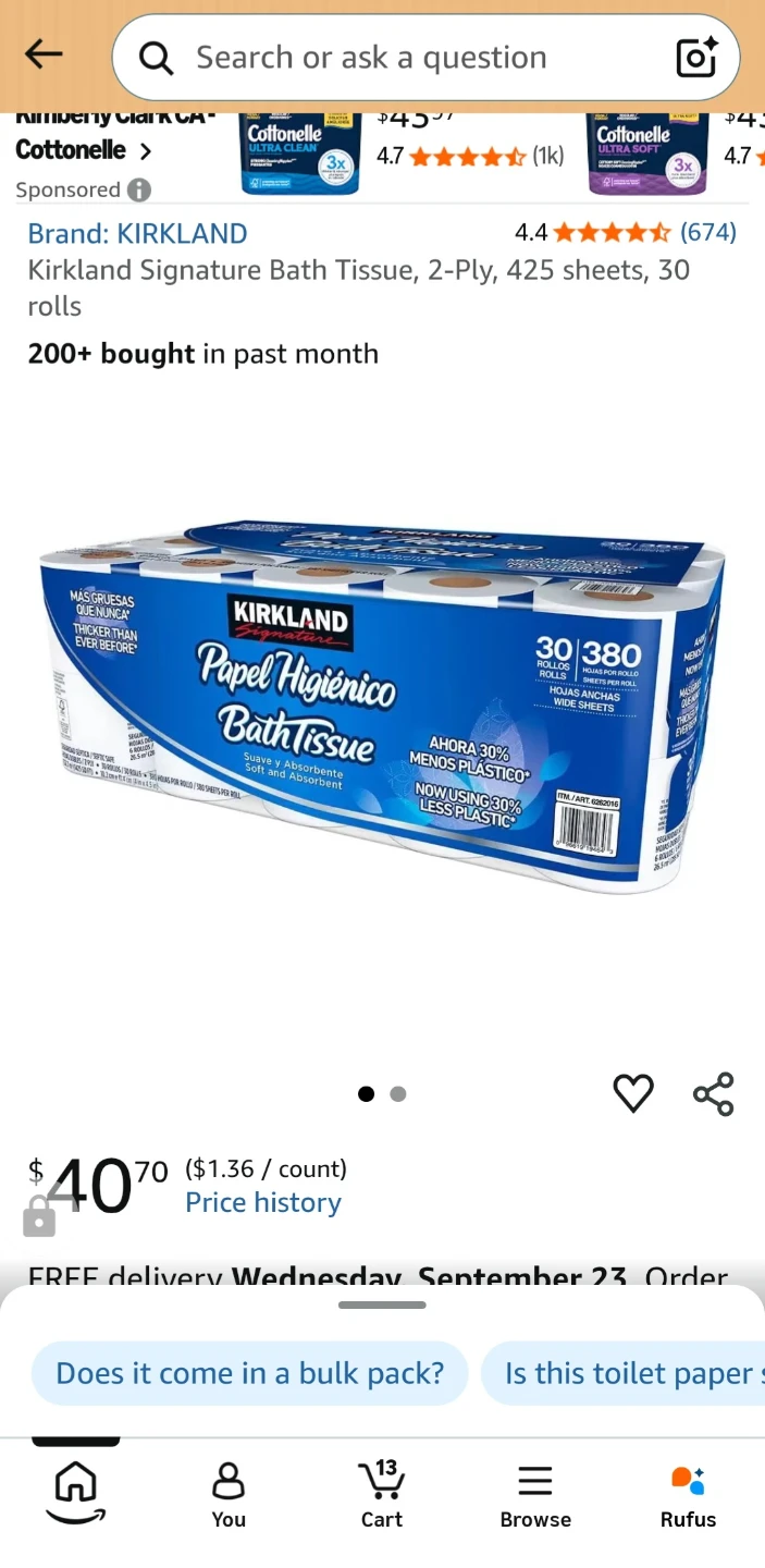 Kirkland Signature Bath Tissue 30 Rolls
