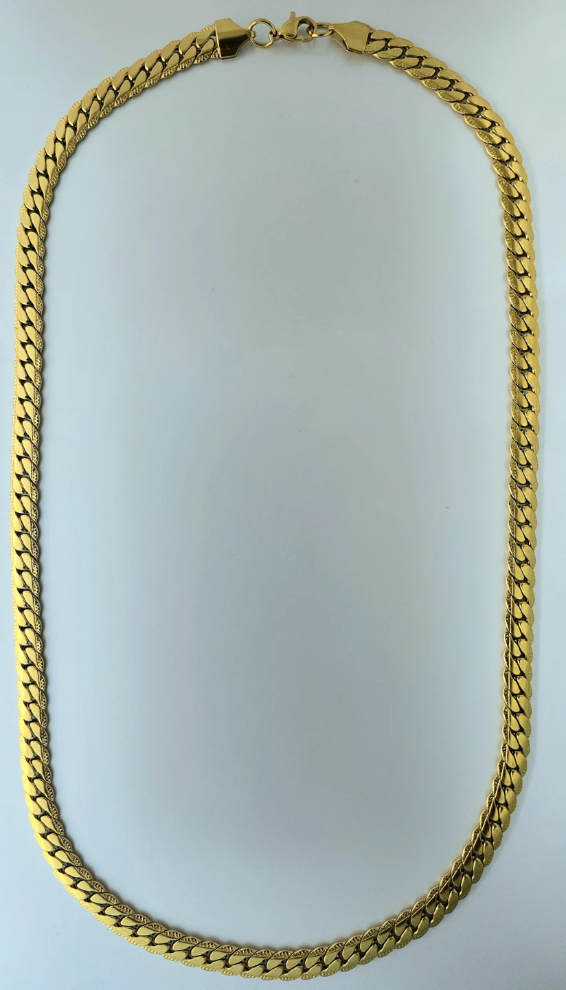 Embossed Cuban Flat Link Chain