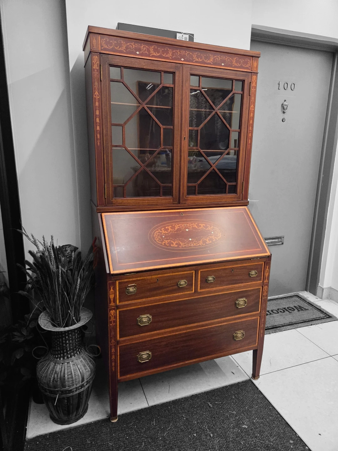 Vintage Mahogany Bureau Drop-Front Desk / Bookcase - photo 4