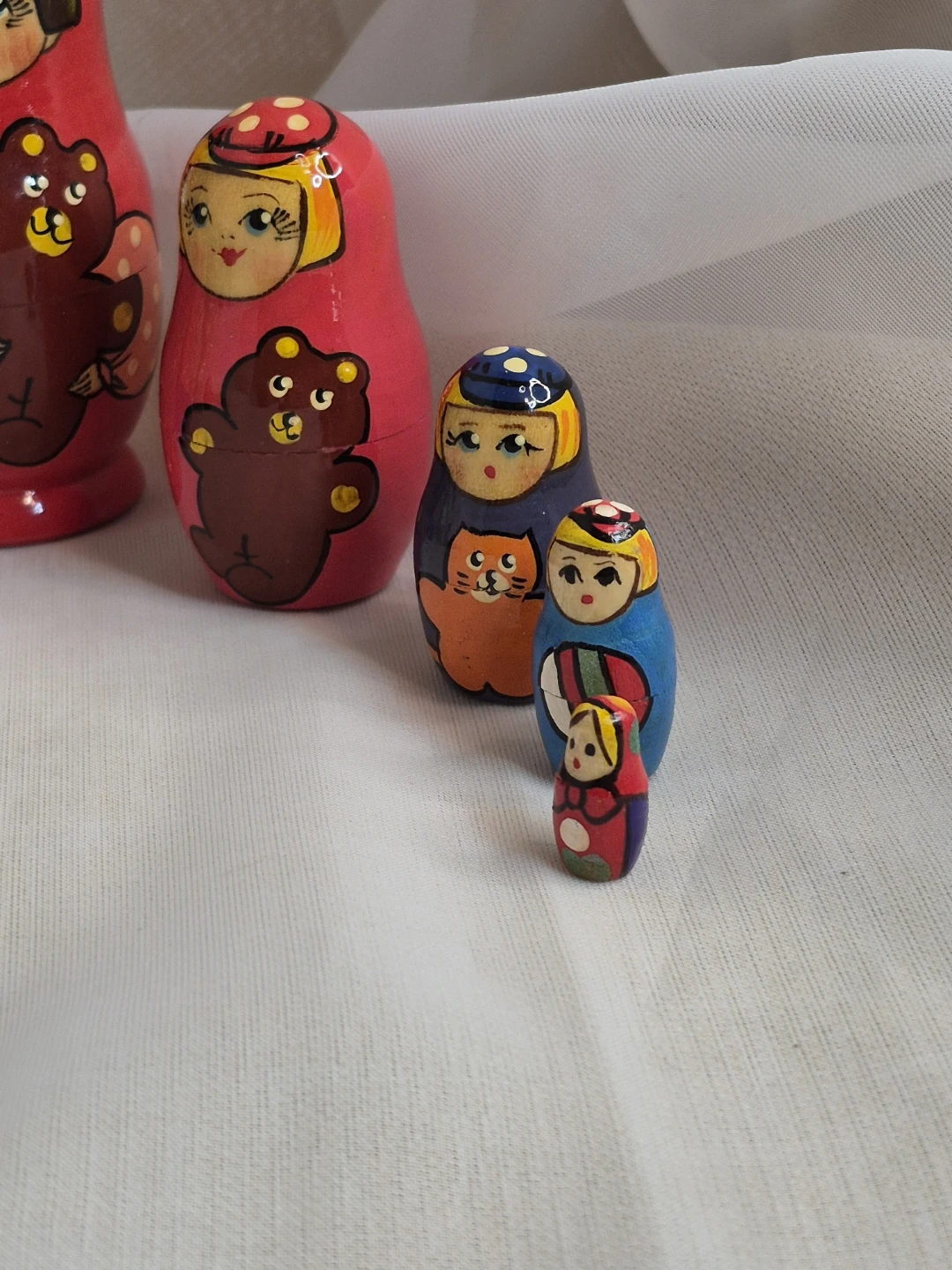 A Pair- 2 Set of 5 Wooden Russian Staking Dolls Sets - photo 3