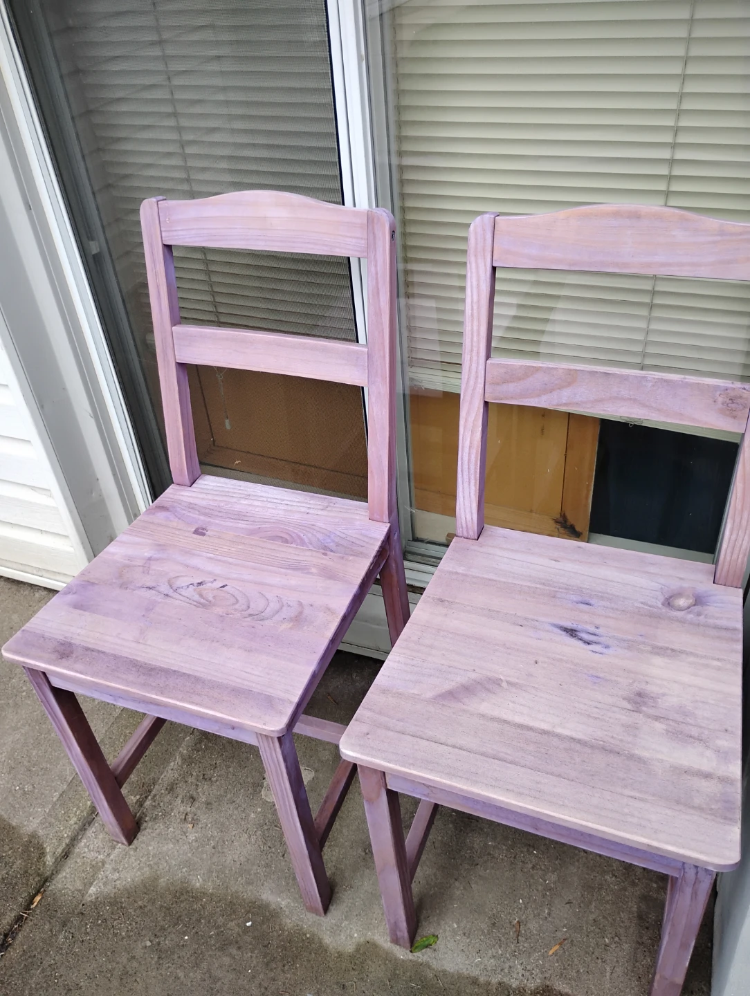 Two Purple Wooden Dining Chairs - photo 4