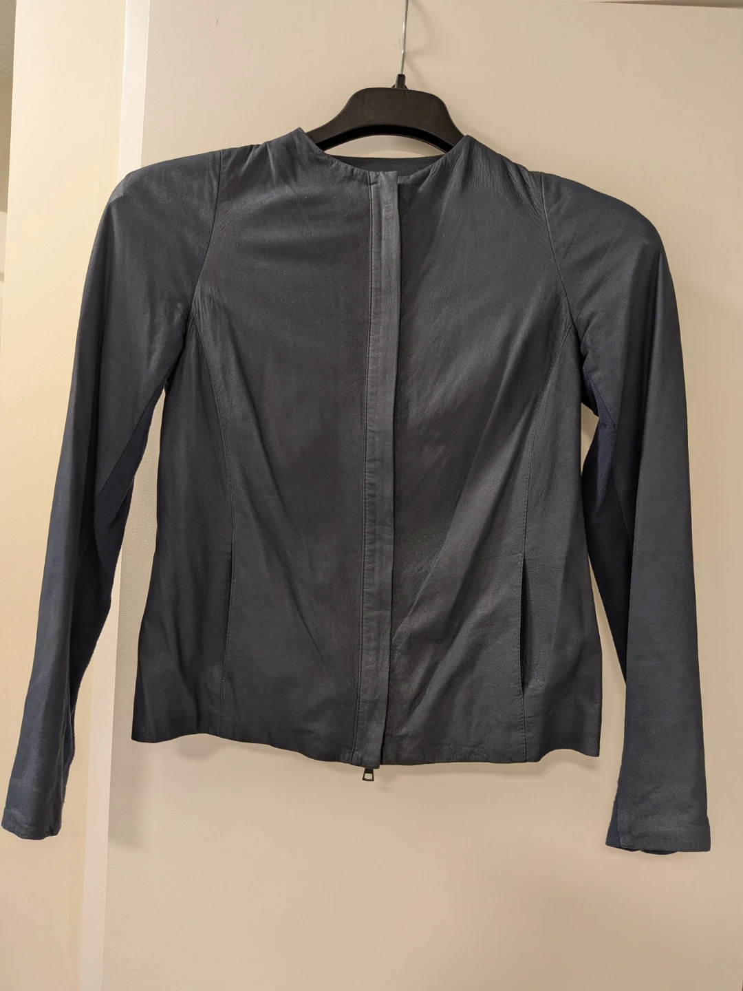 Vince Leather Jacket Navy