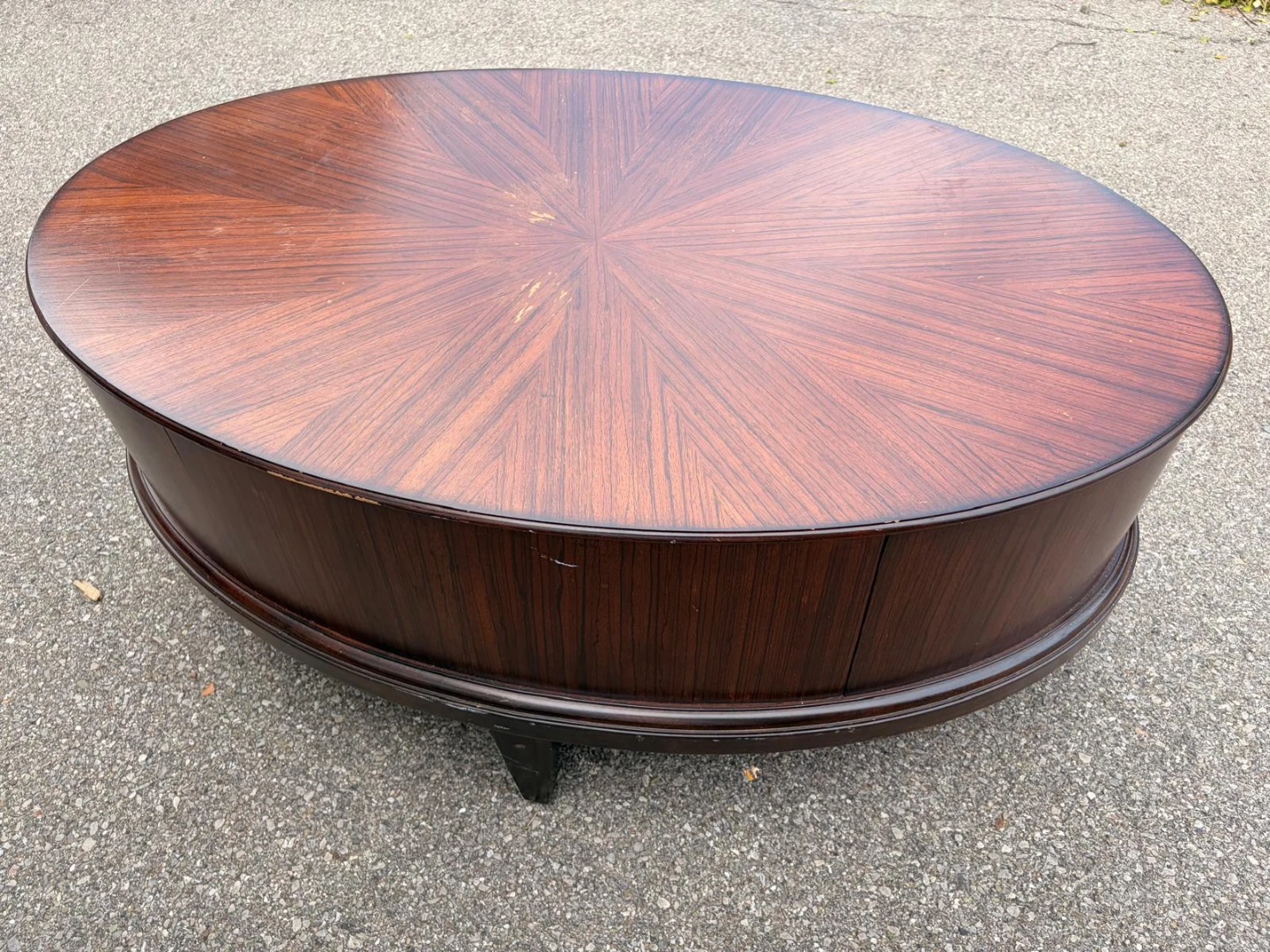 Oval Wood Coffee Table with Storage