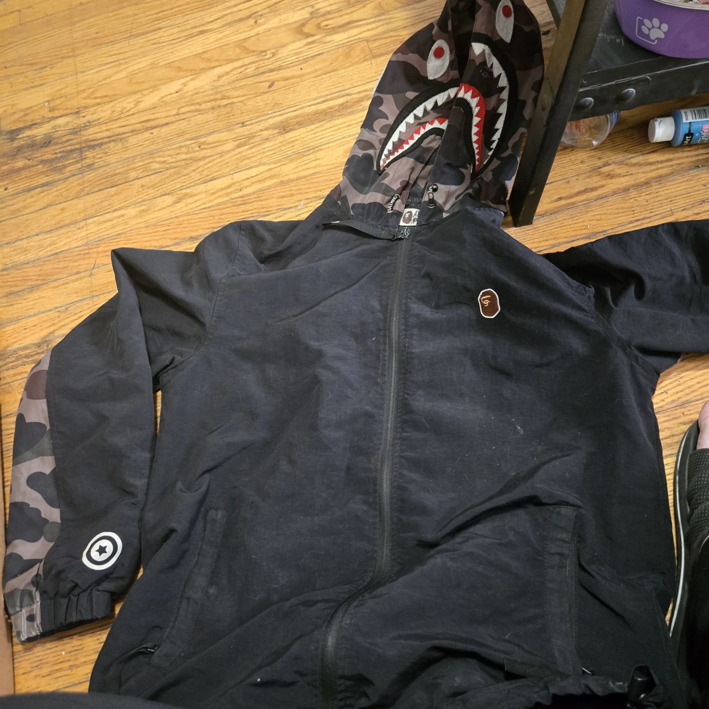 BAPE Shark Full Zip Camo Hoodie Black