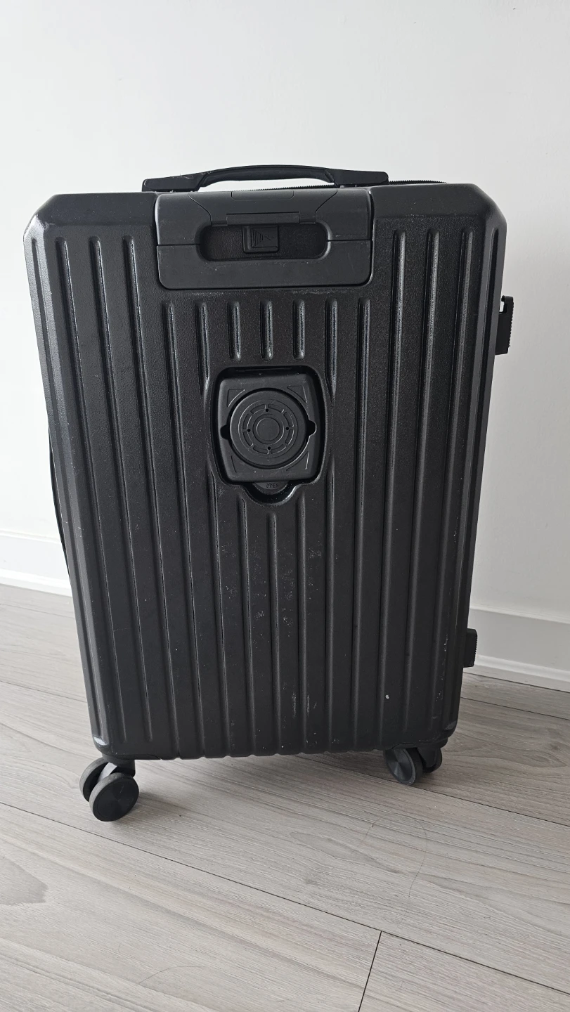 Carry-On Smart Suitcase with Cup Holder & USB Port (Black)