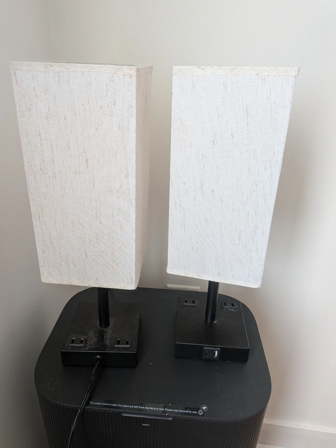 Set of Two Table Lamps with USB and Power Outlets