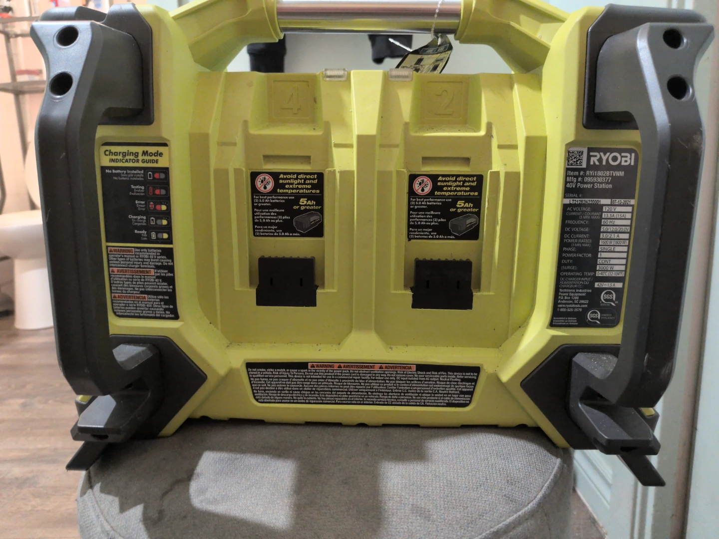 Ryobi 40V Power Source Inverter  w two  40v  lithium batteries - photo 3