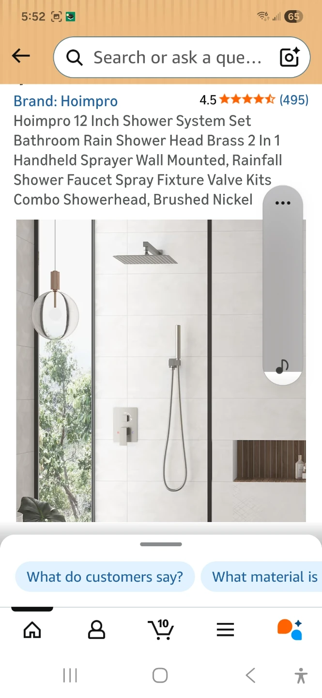 Hoimpro 12 Inch Rain Shower System Set - Brushed Nickel - photo 2