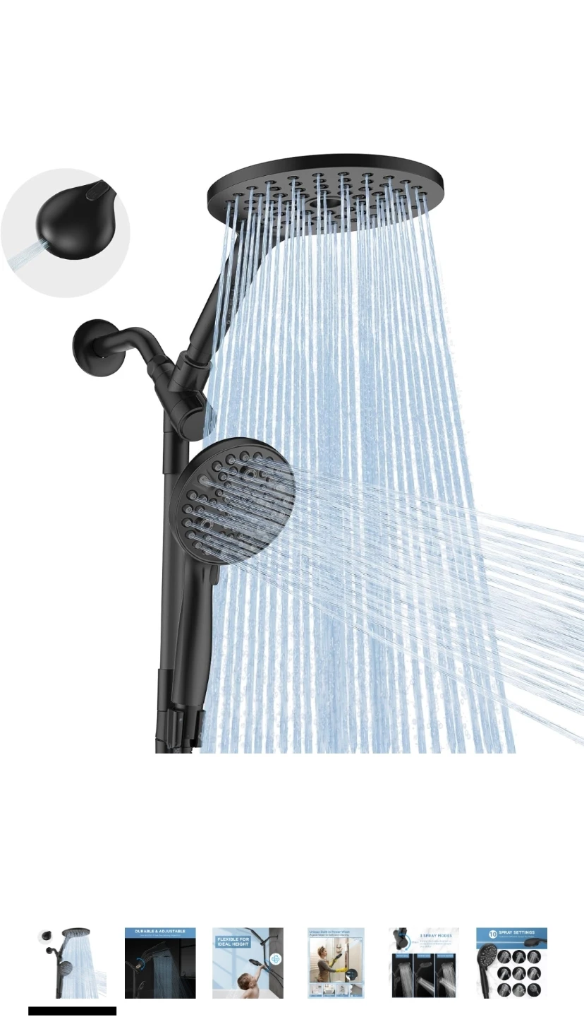 Dual Shower Head System Matte Black