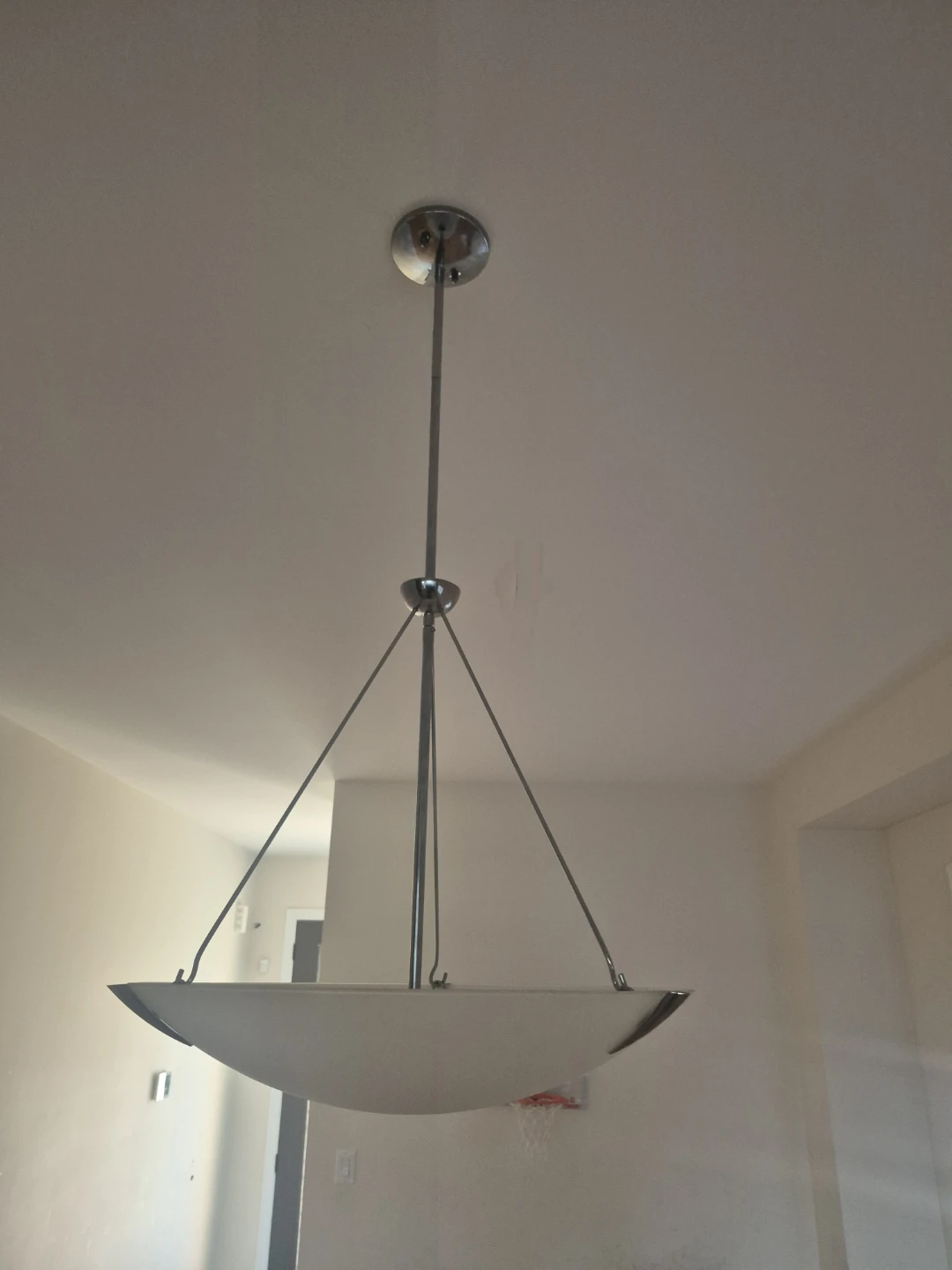 Modern Chrome and Frosted Glass Pendant Light