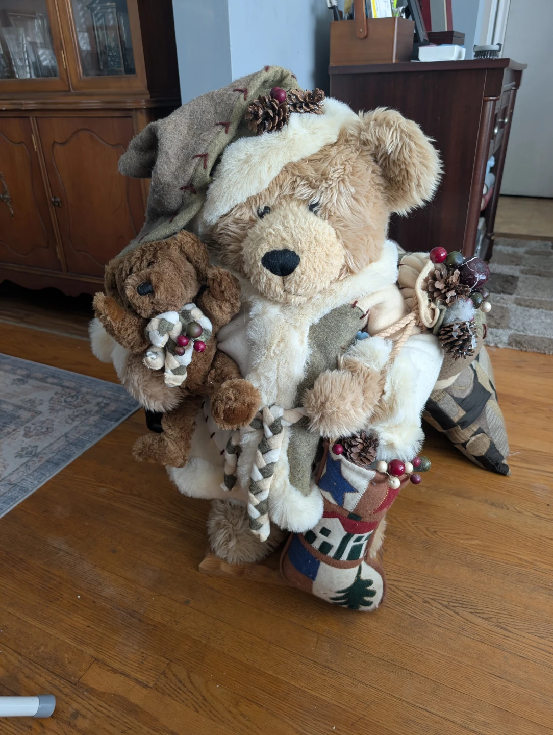 Large Holiday Christmas Teddy Bear Decor