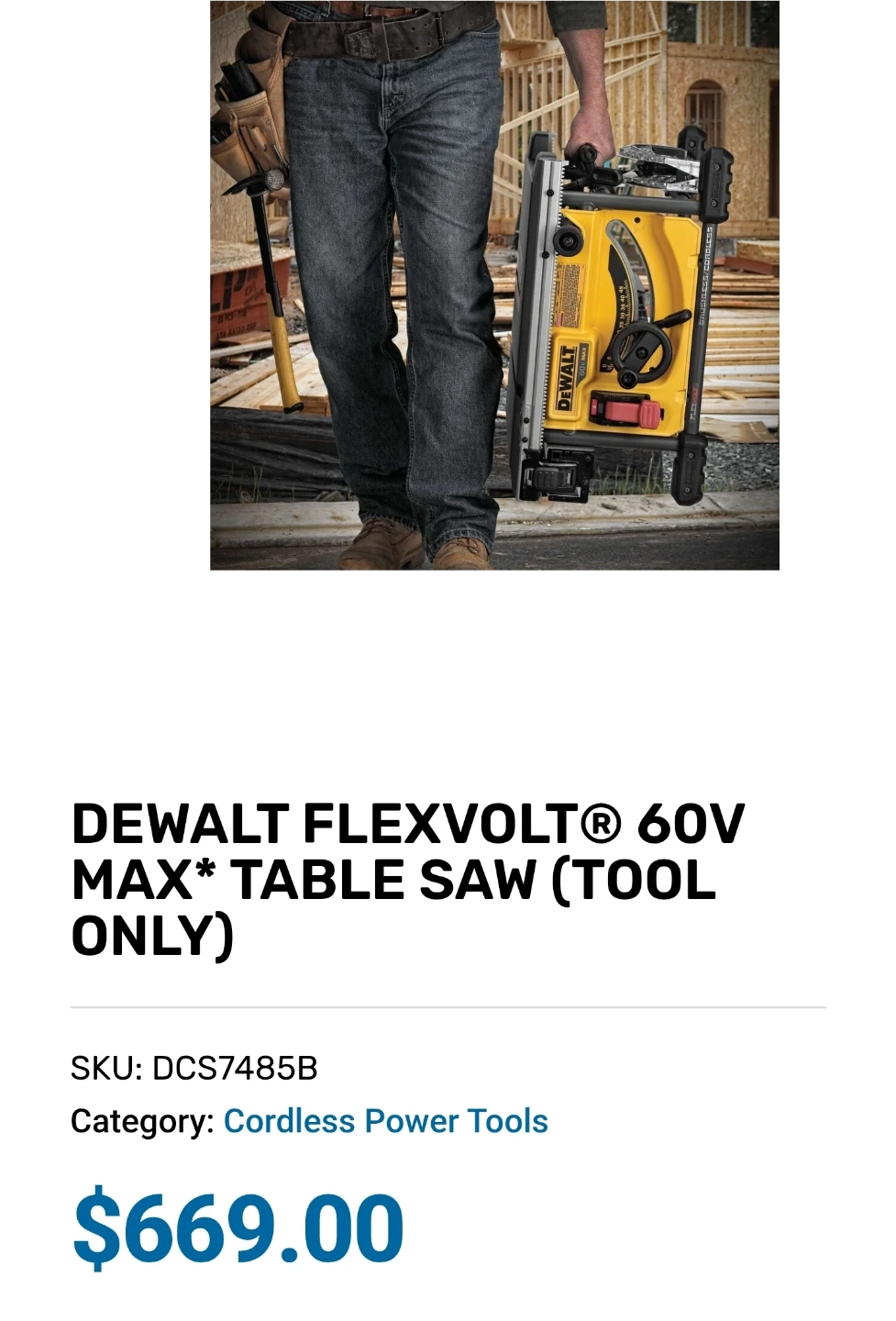 BRAND NEW DEWALT 60V MAX FLEXVOLT Table Saw (Tool Only)