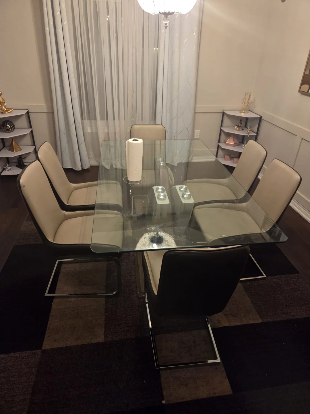 Glass Top Dining Table with 6 Chairs