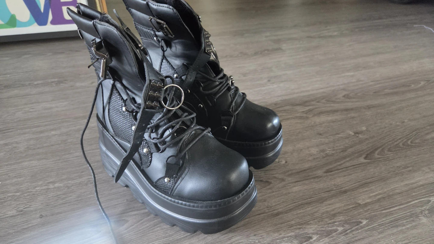 Black Platform Combat Boots