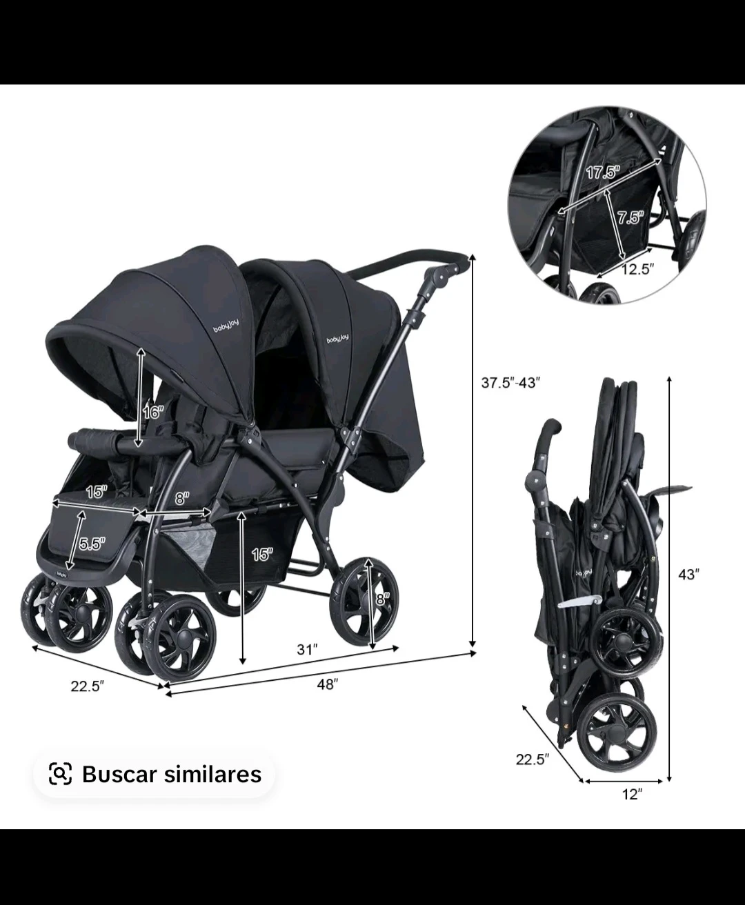 BabyJoy Tandem Double Stroller - photo 2