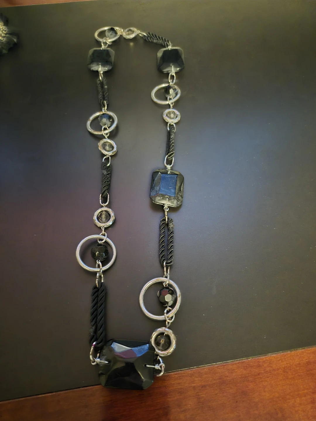 Black Beaded Statement Necklace