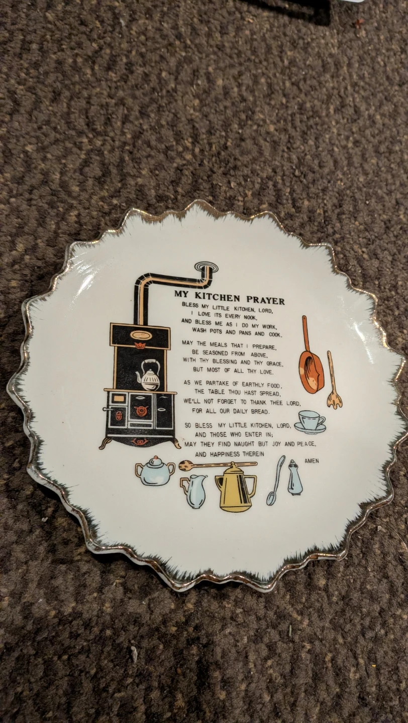 Vintage Decorative Kitchen Prayer Plate