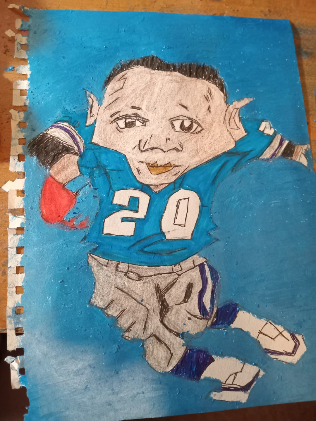 BARRY SANDERS UPDATED DRAWING BY CUSTOM ARTIST - photo 4