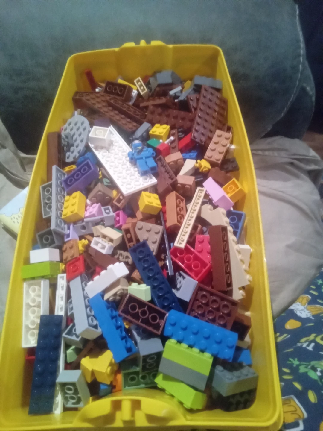 1991 Assorted LEGO Bricks with Yellow Storage Bin