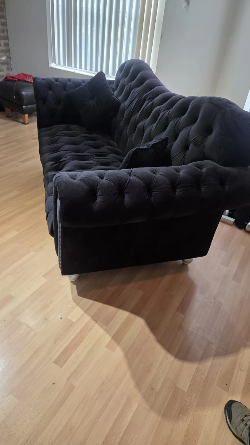 Black Velvet Tufted Sofa there's 2 similar - photo 5