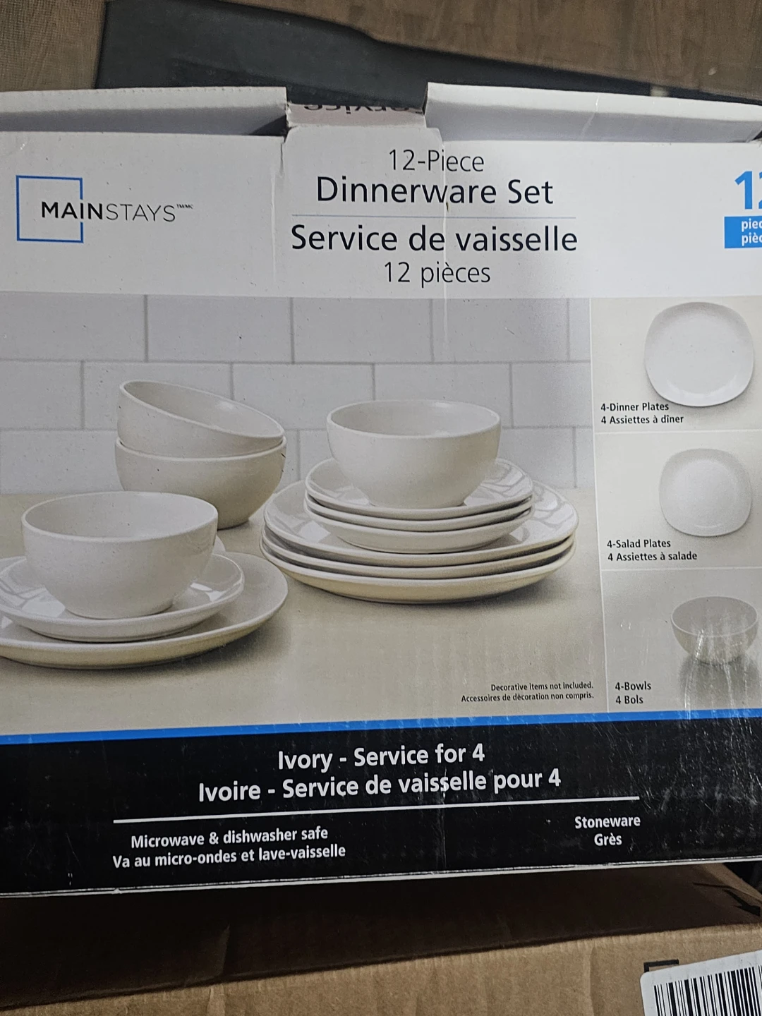 Mainstays 12-Piece Ivory Stoneware Dinnerware Set - photo 5