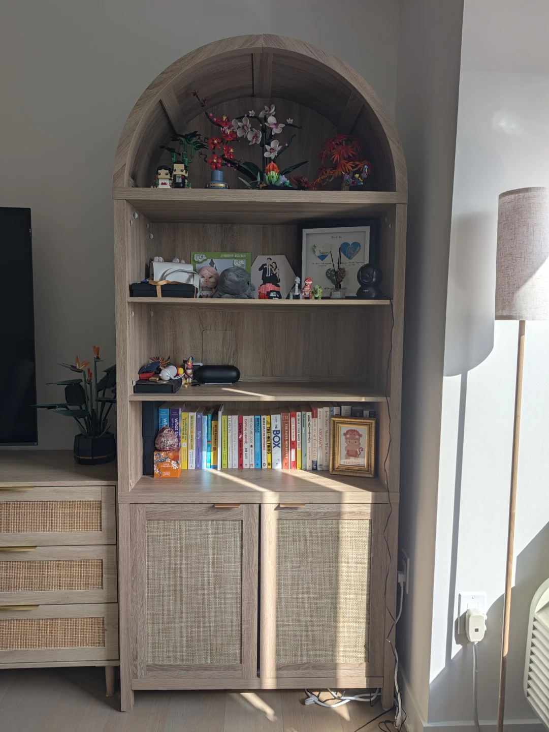 NEW Elegant Rattan Pantry Cabinet / Bookshelf in light oak