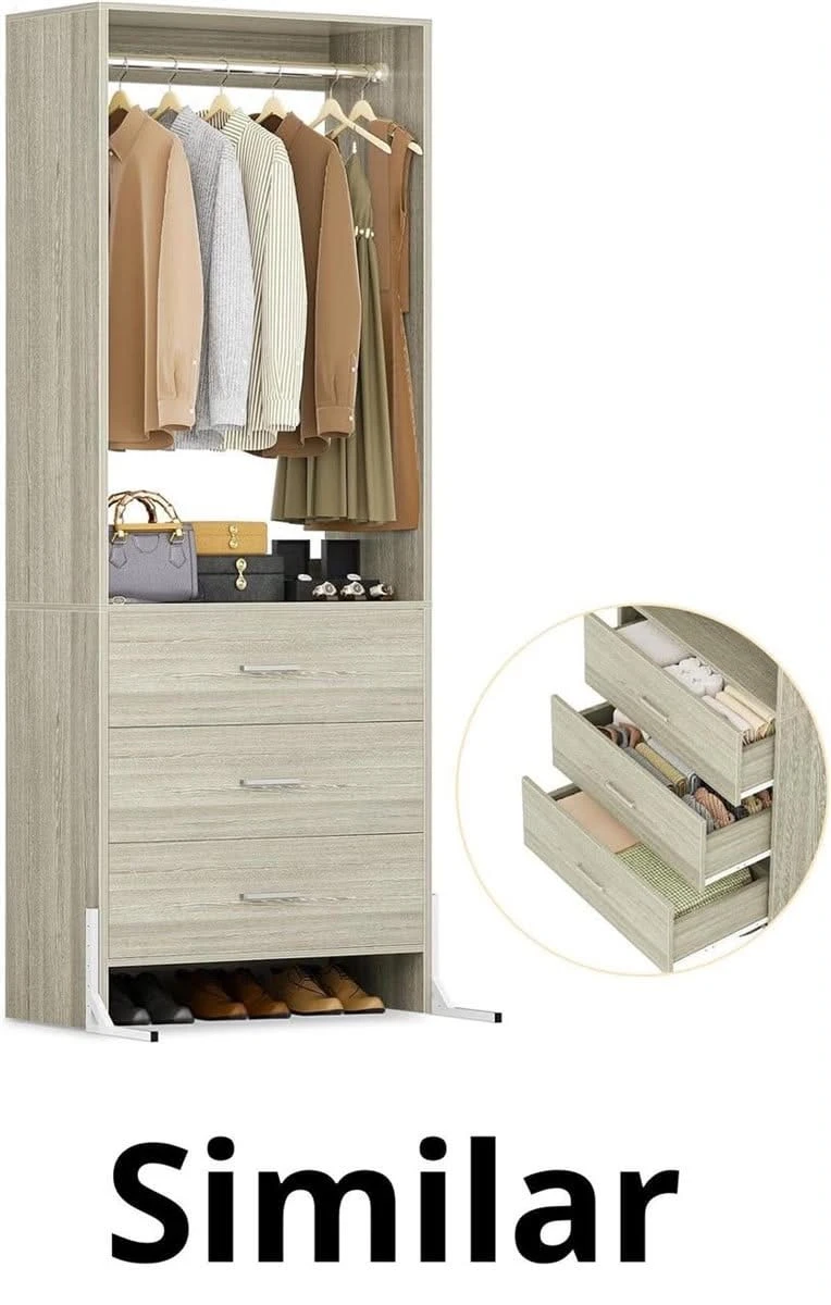 Closet Organiser with 3 Drawers and Hanging Rod - photo 2