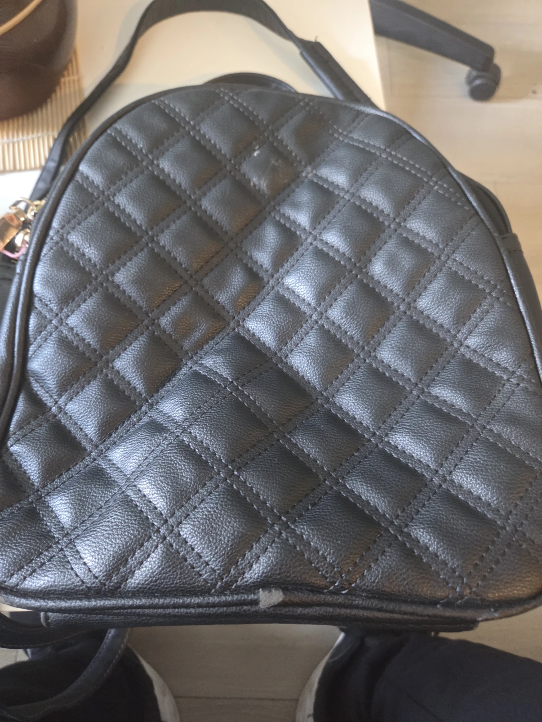 Black Quilted Mini Backpack