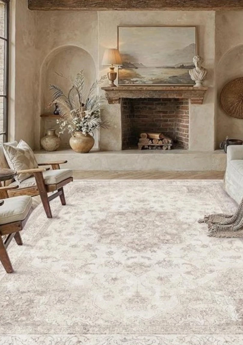 Traditional Beige Floral Area Rug 8×10 Ft Machine Washable - photo 2