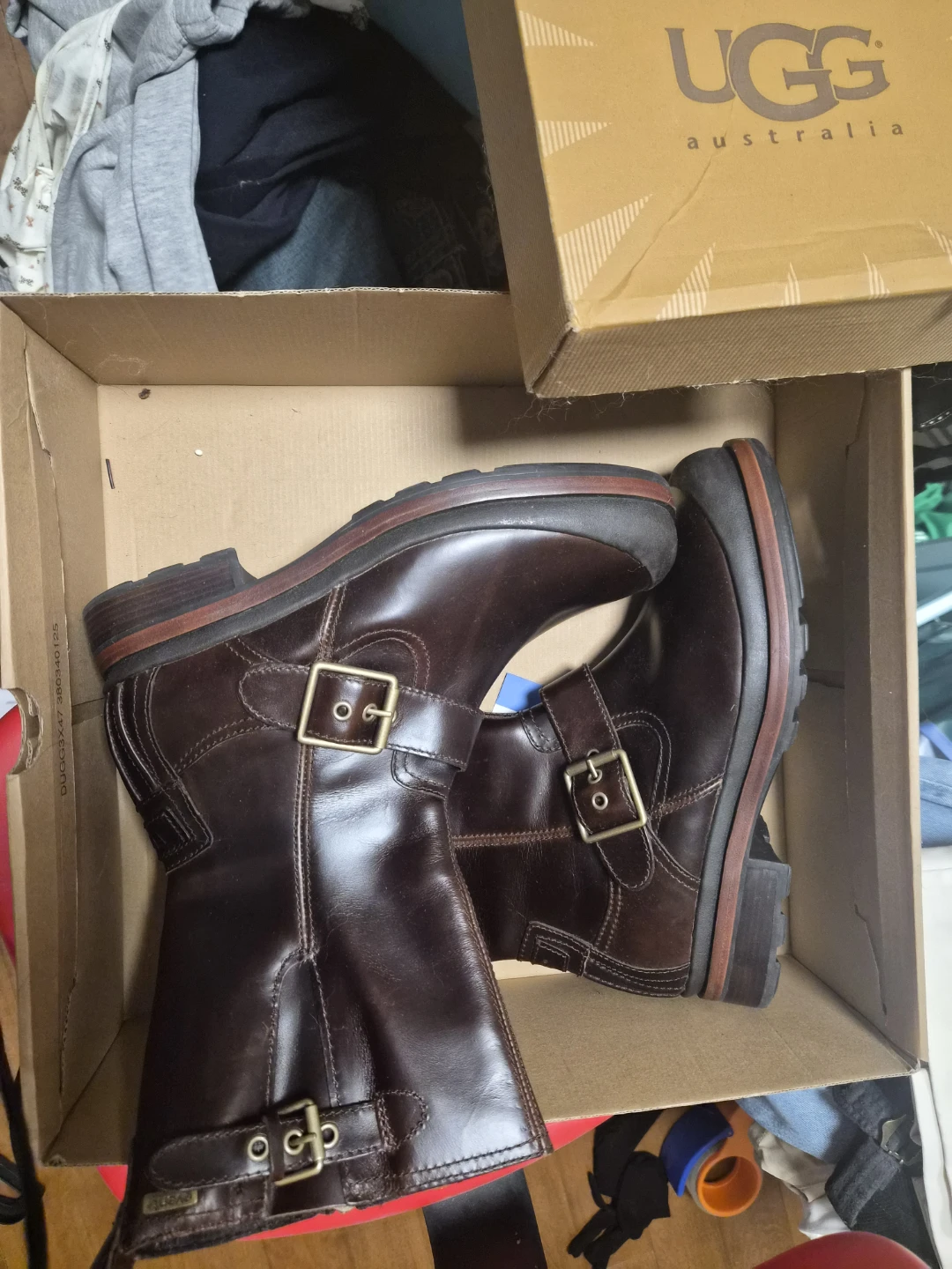UGG Australia Brown Leather Buckle Biker Boots - photo 5