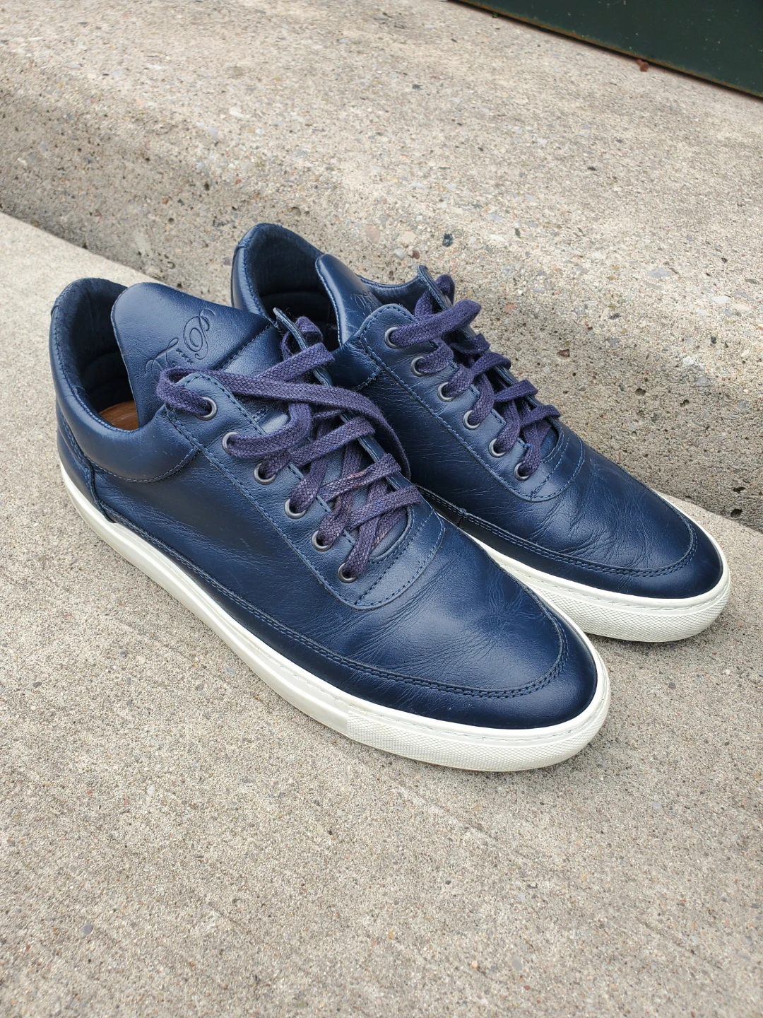Filling Pieces Navy Leather Sneakers - photo 2