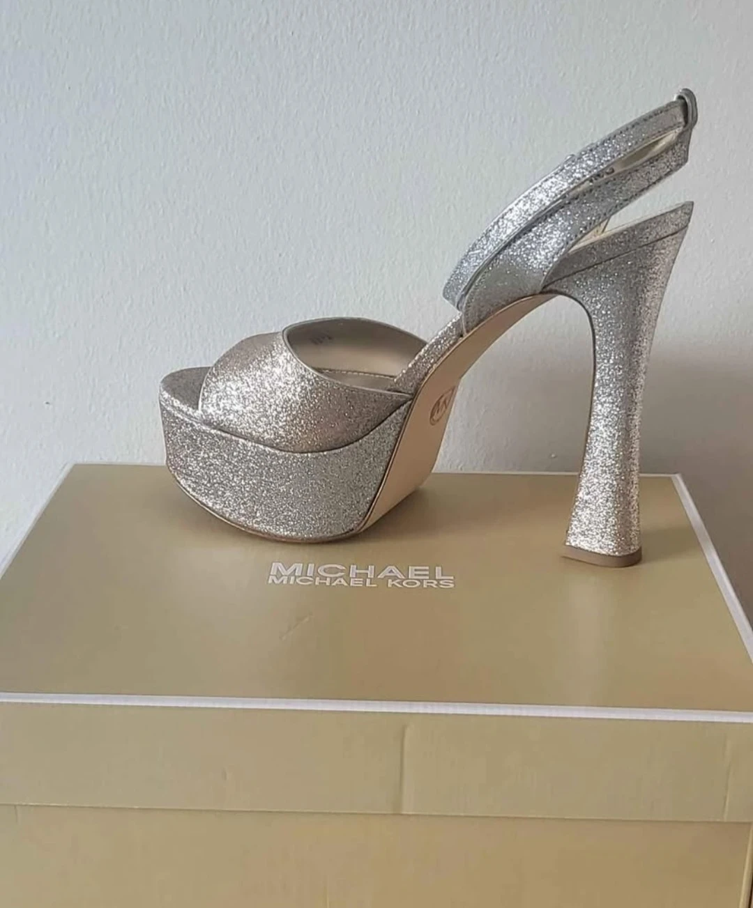 Michael Kors Silver Glitter Platform Heels