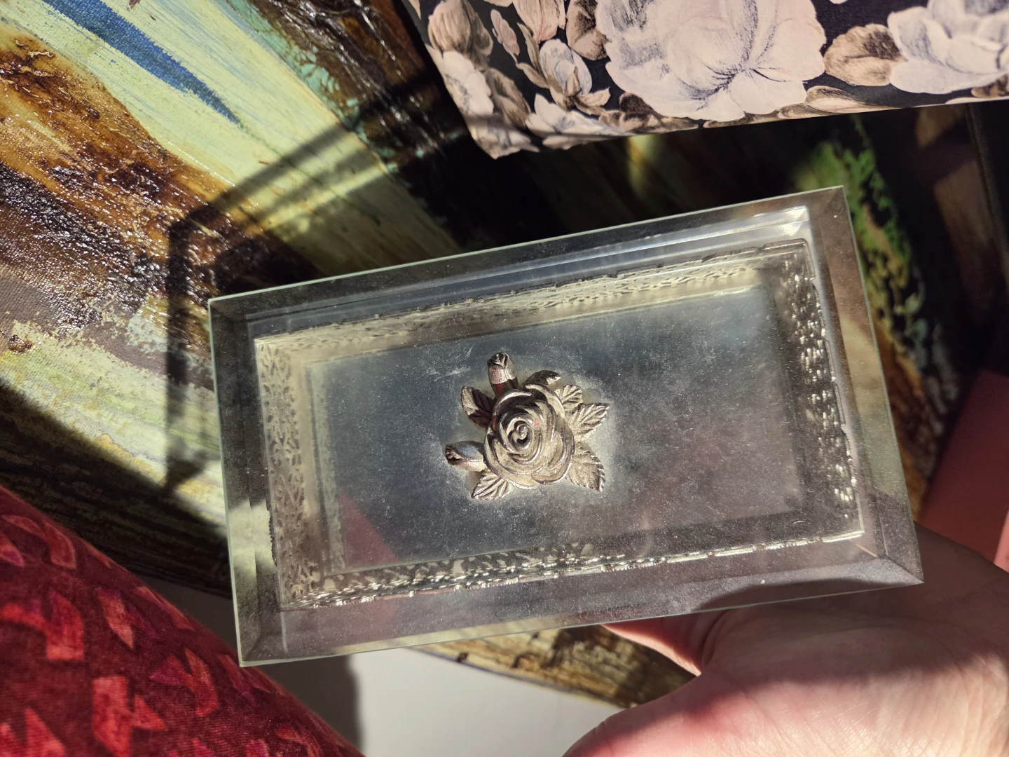 Rose top. two decorative mirrored trinket boxes - photo 4