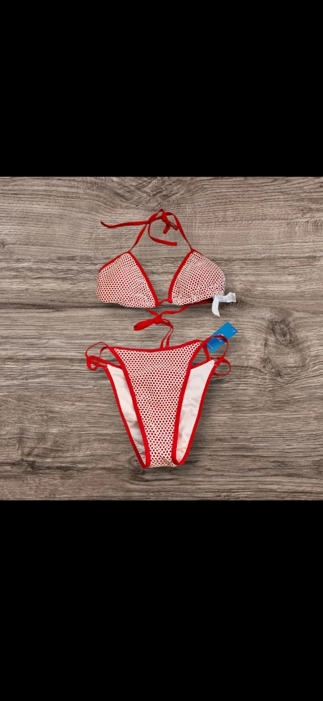 Ardene Red and White Mesh Bikini