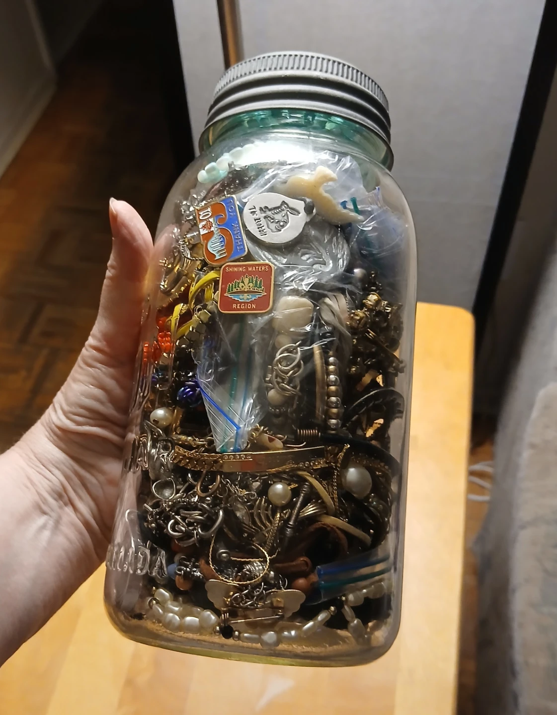 Large Assorted Vintage Jewellery Jar