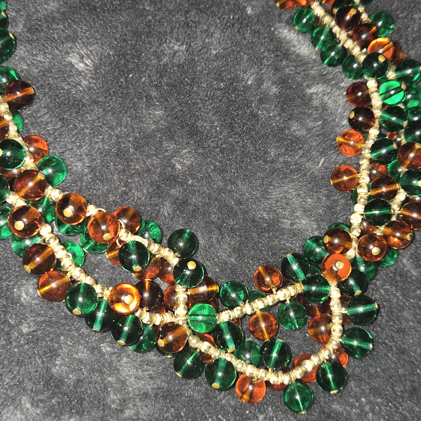 Green and Amber Beaded Necklace - photo 2