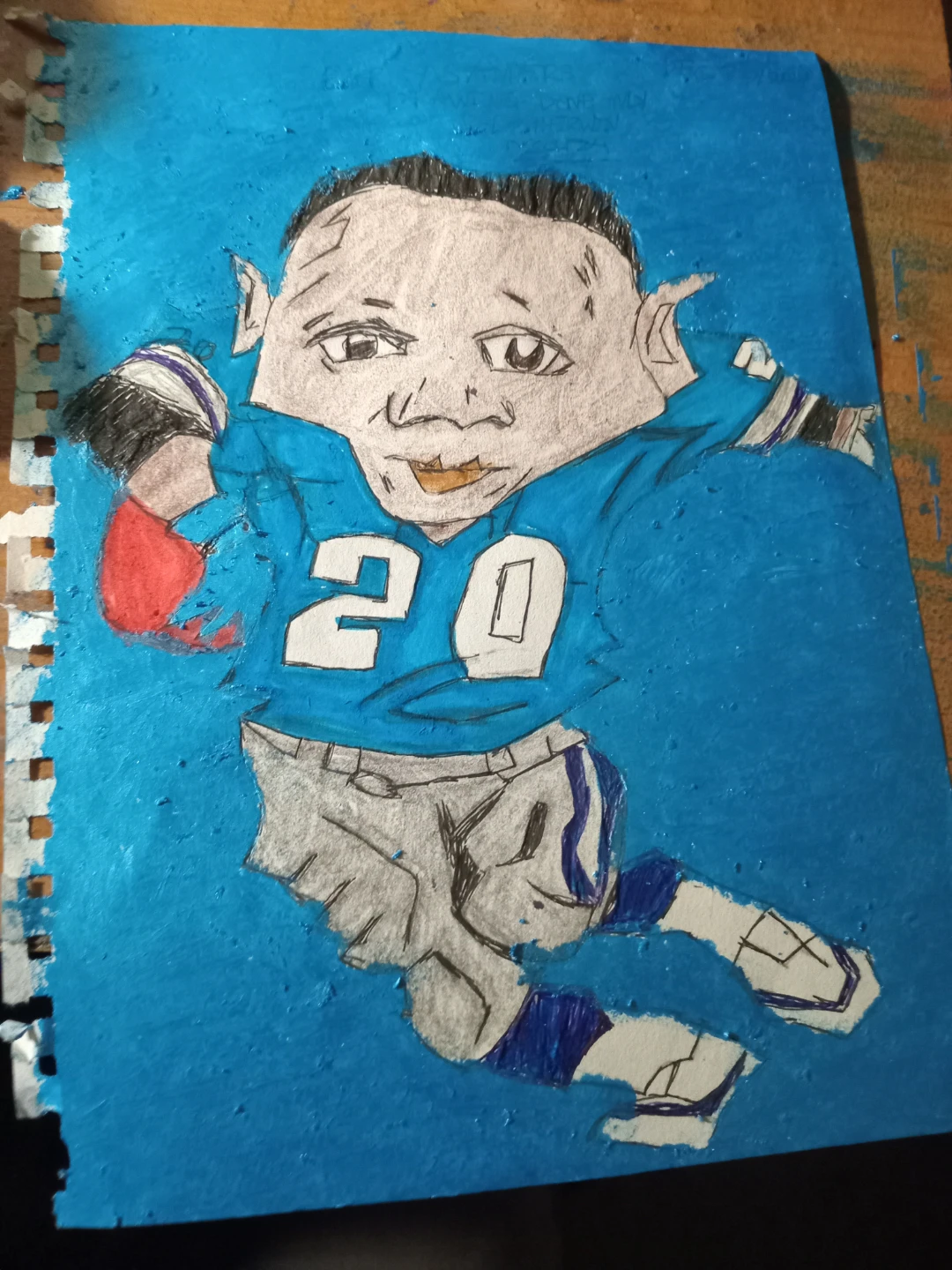 BARRY SANDERS UPDATED DRAWING BY CUSTOM ARTIST - photo 3