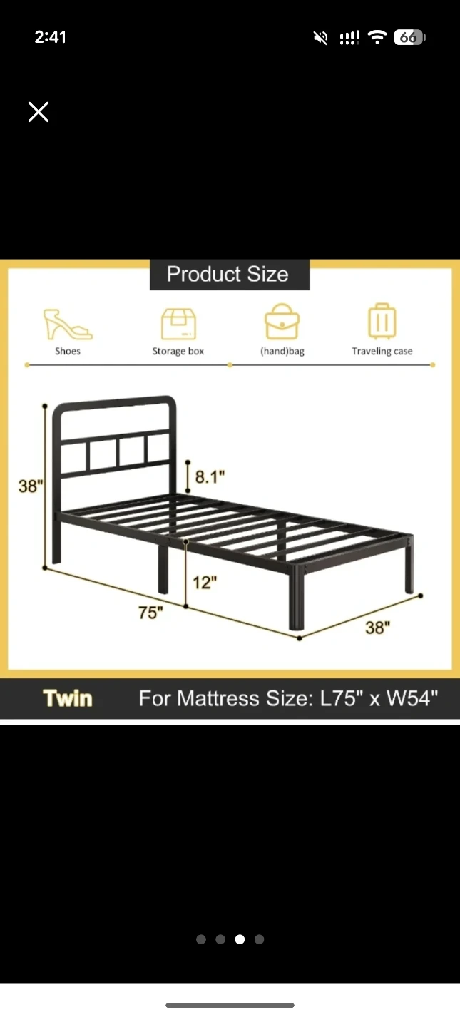Twin size black metal bed frame - photo 4