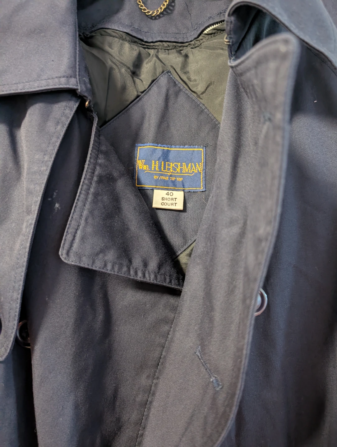 Wm. H. Leishman Navy Trench Coat