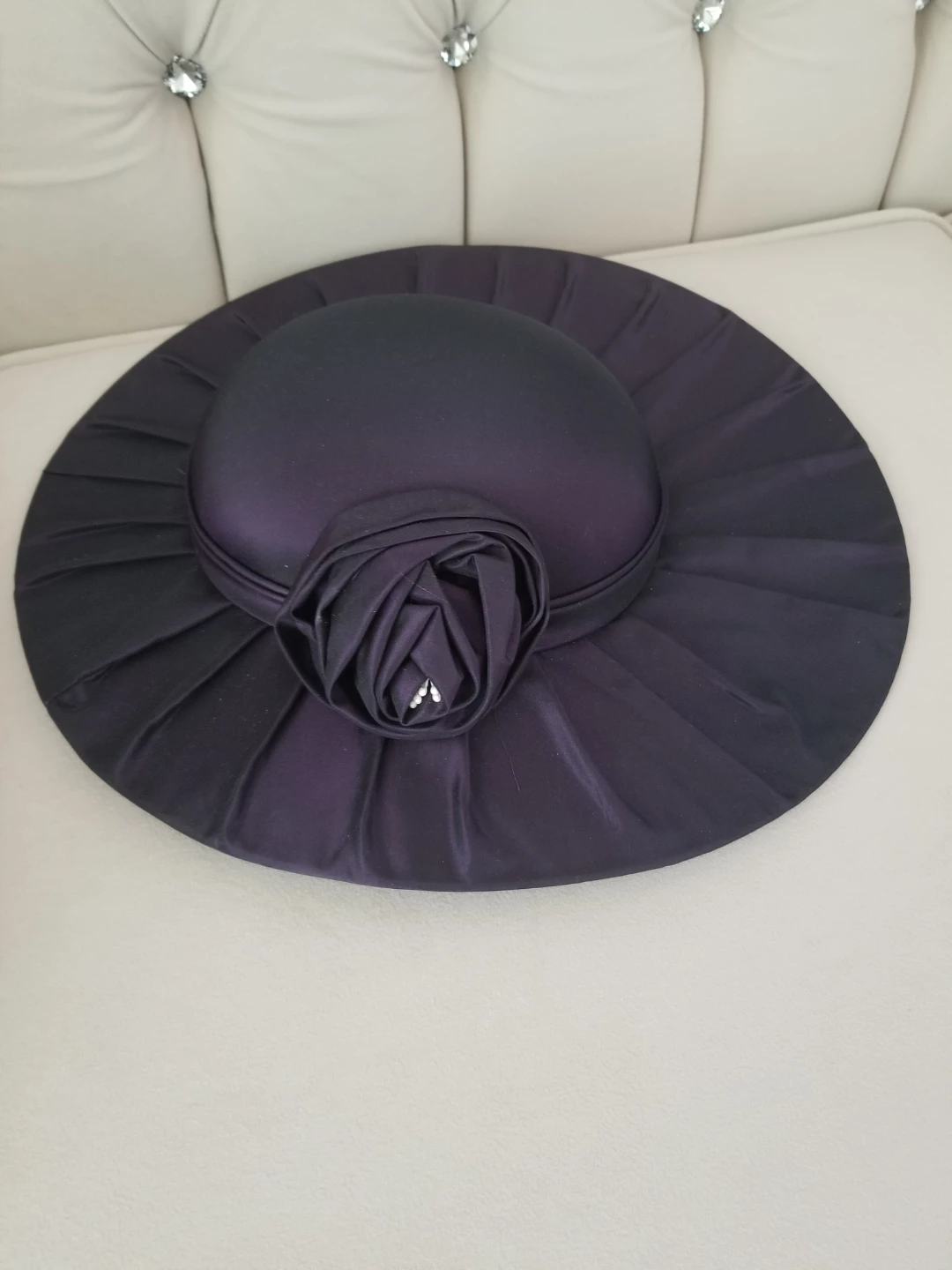 Elegant Purple Formal Wide-Brim Hat