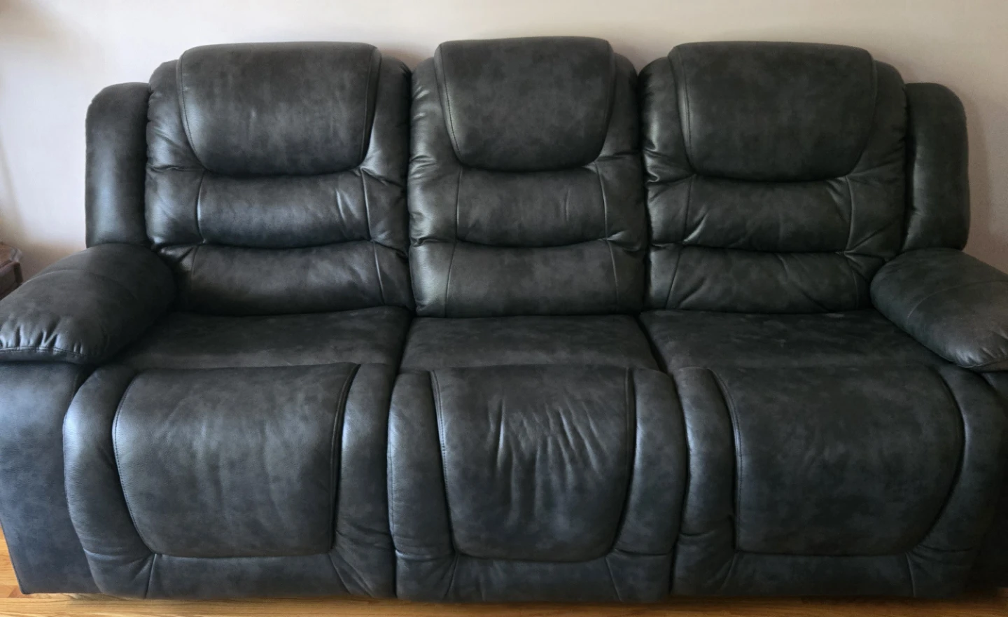 Dark Grey Reclining Sofa and Recliner Set