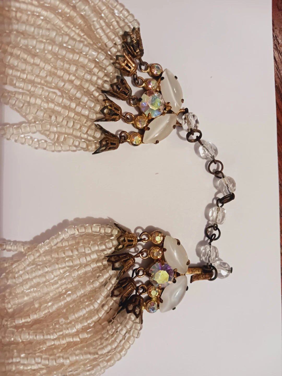 Gorgeos Multi-Strand White Beaded Statement Necklace - photo 4
