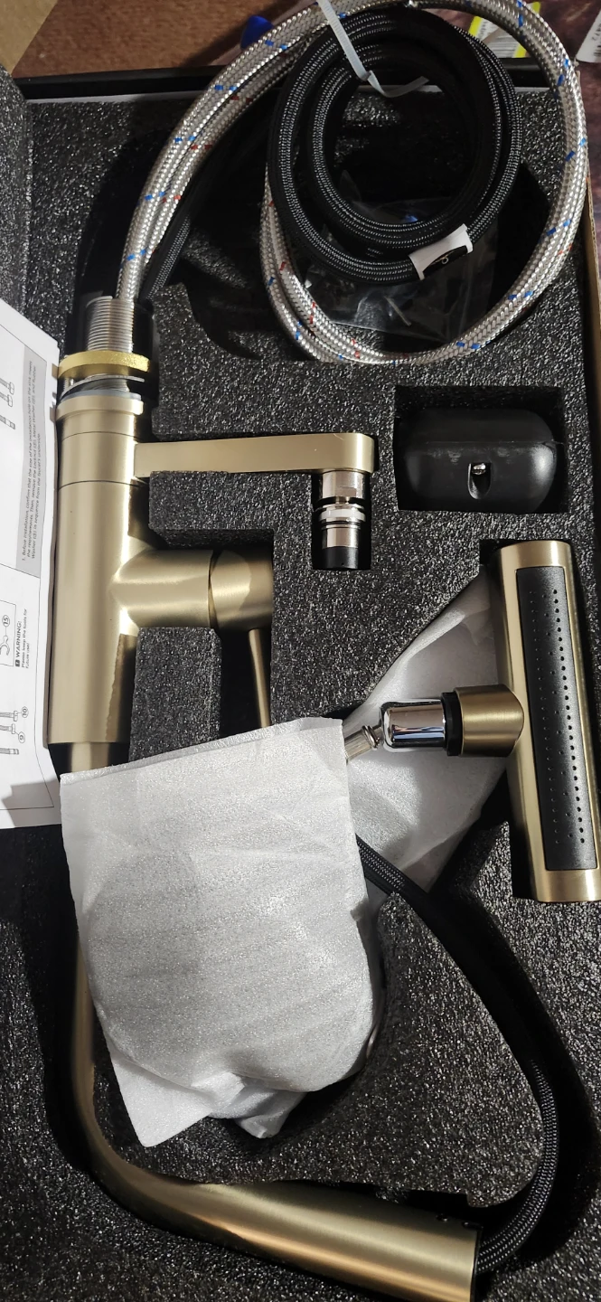 Brushed Gold Kitchen Pull-Out Faucet with Glass Rinser - photo 3