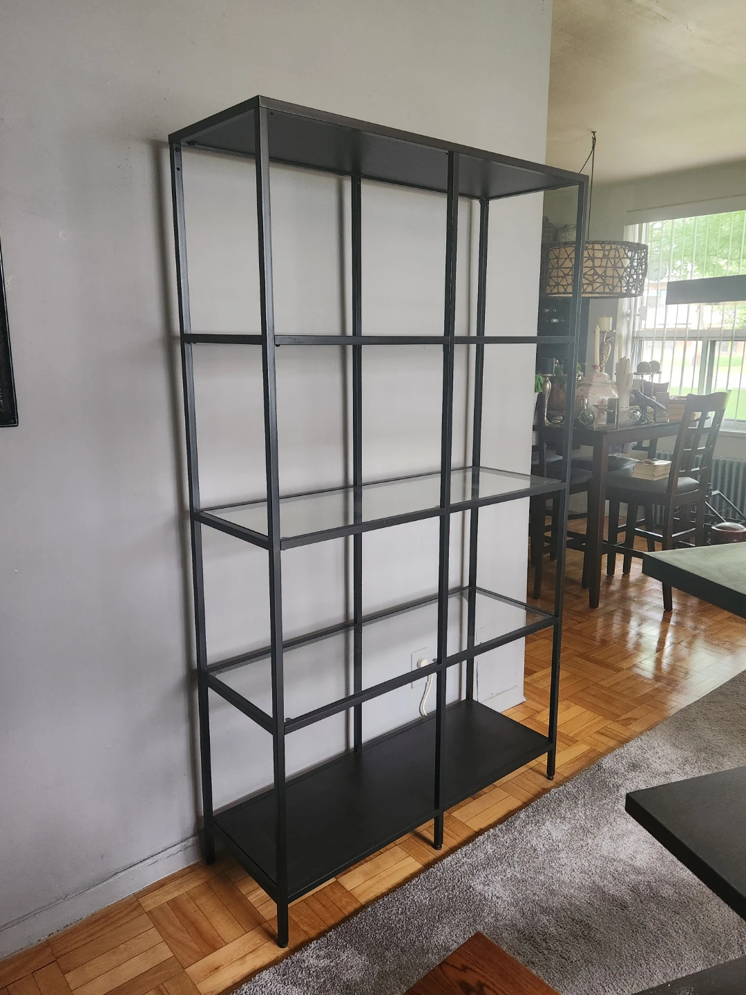Black Metal and Glass Bookshelf