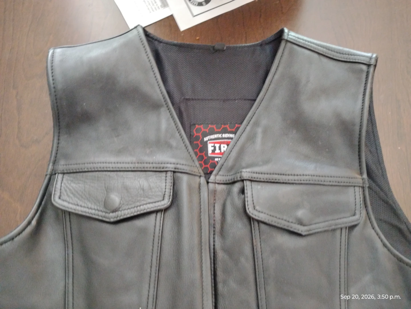 Harley-Davidson style motorcycle leather vest - photo 2