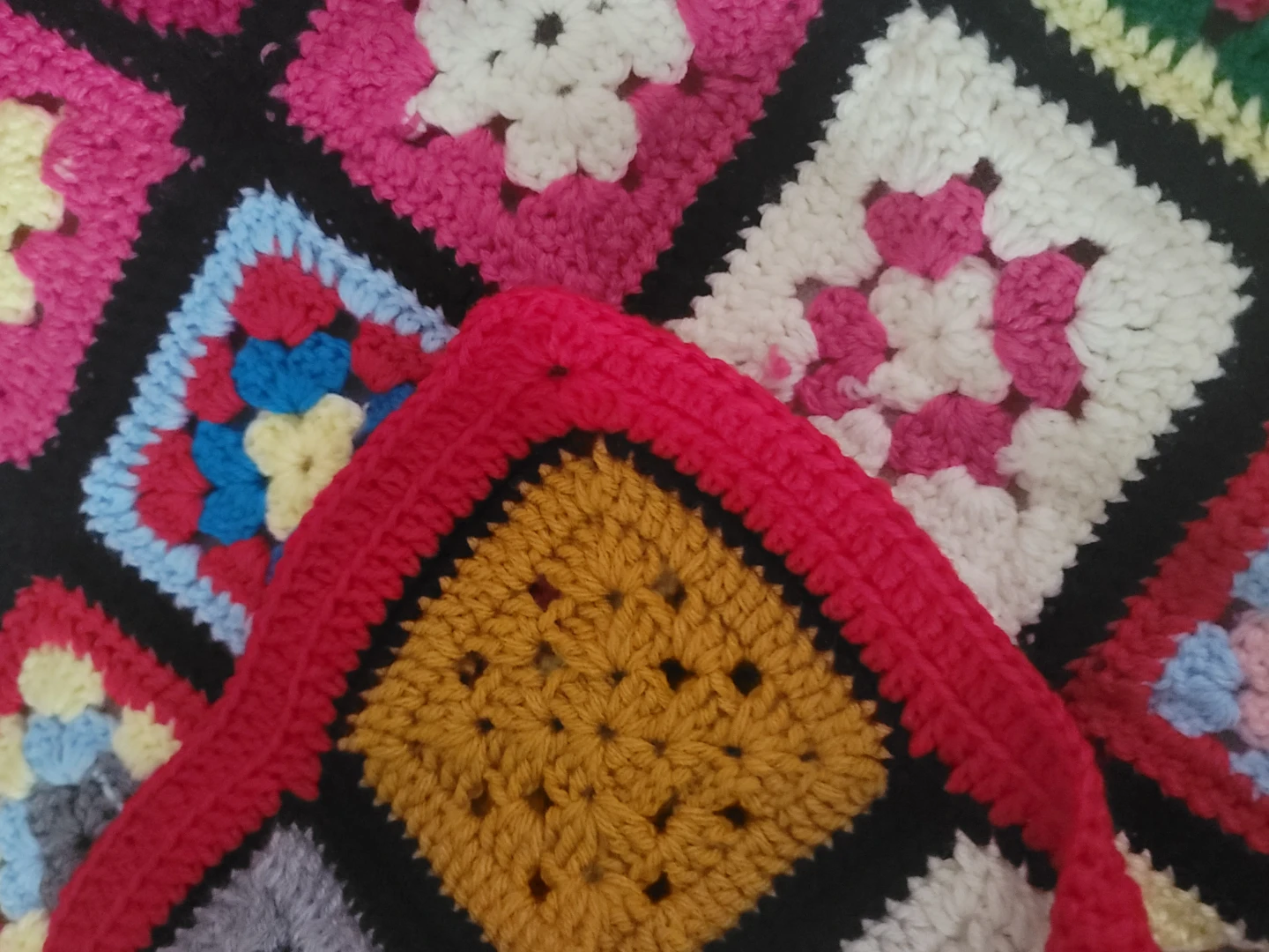 Handcrafted Crochet Granny Square Blanket 50" × 65" - photo 4